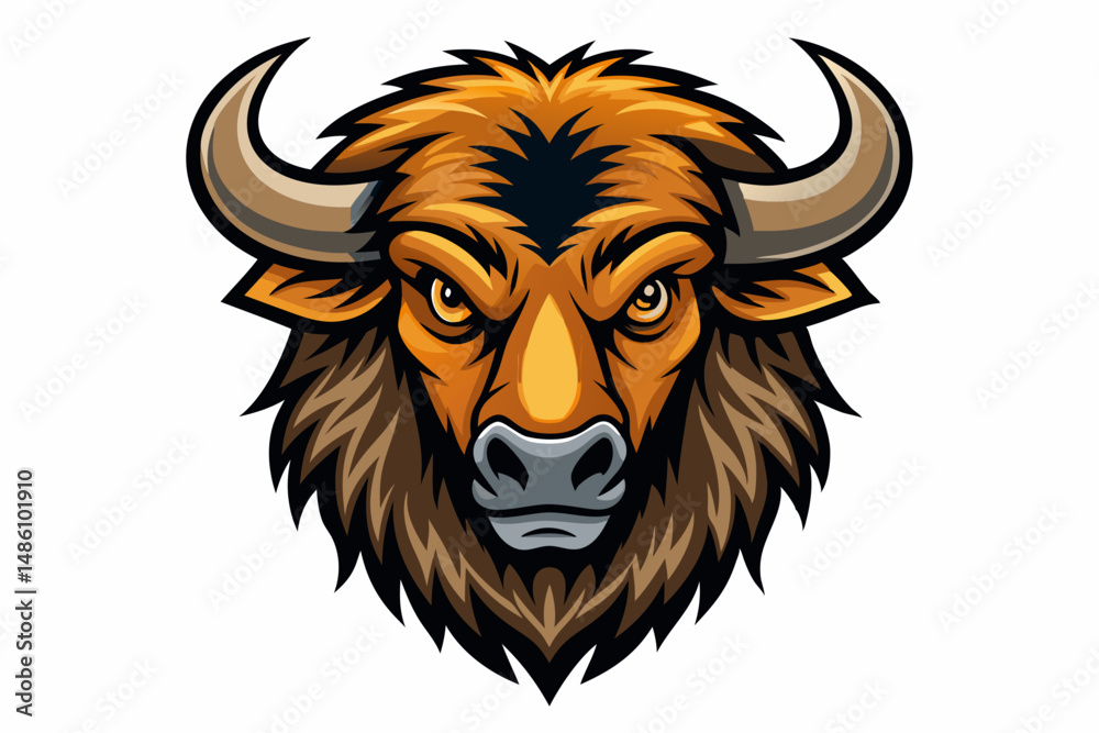 Obraz premium bison head logo vector on white background