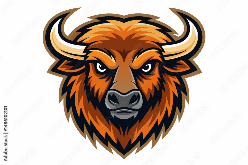 Fototapeta premium bison head logo vector on white background