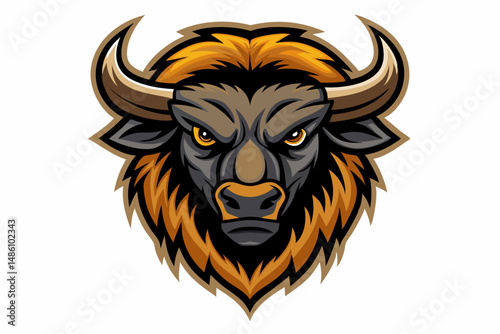 bison head logo vector on white background