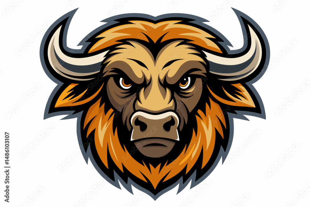 Obraz premium buffalo head logo vector on white background