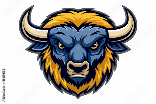 buffalo head logo vector on white background