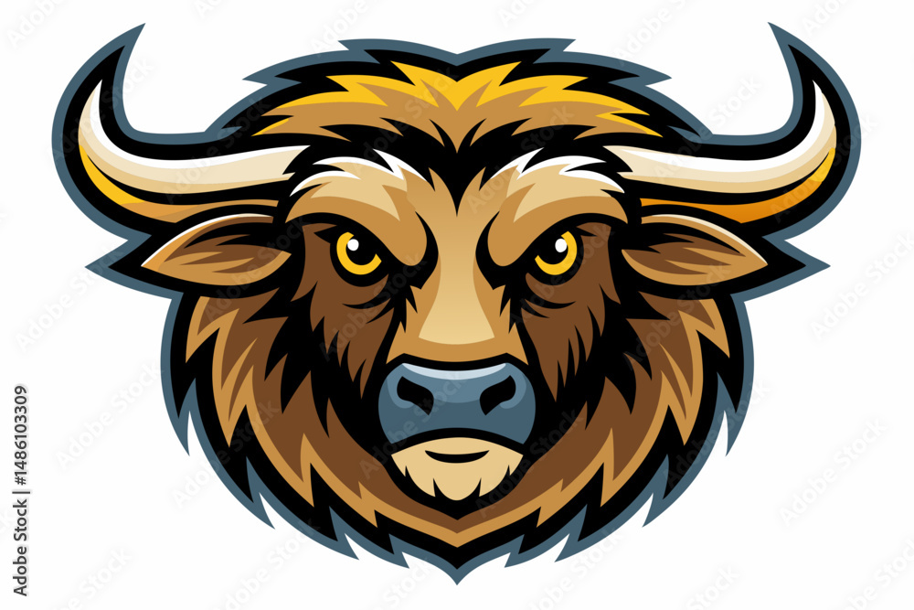 Fototapeta premium buffalo head logo vector on white background