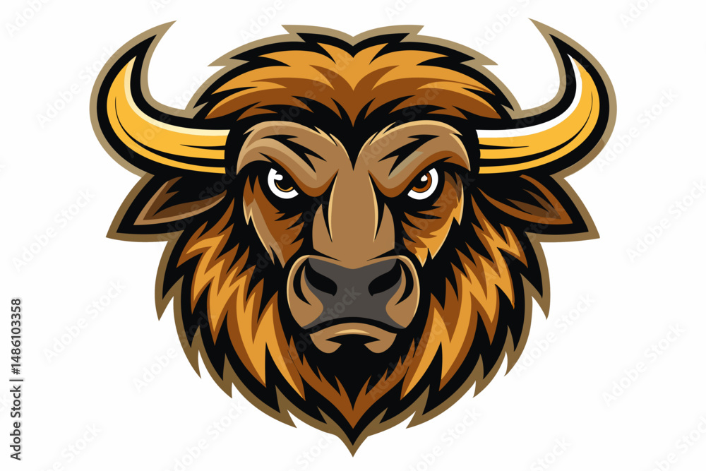 Obraz premium buffalo head logo vector on white background