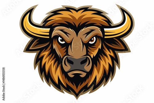 buffalo head logo vector on white background