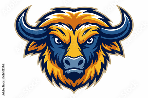 buffalo head logo vector on white background