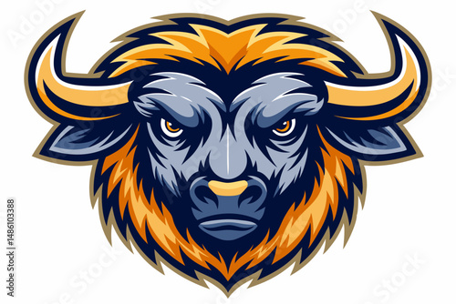 buffalo head logo vector on white background