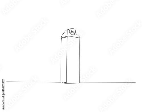 Milk in package outline drawing illustration. Continuous line draw of world milk day vector