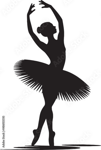 Ballerina silhouette graceful dance pose art