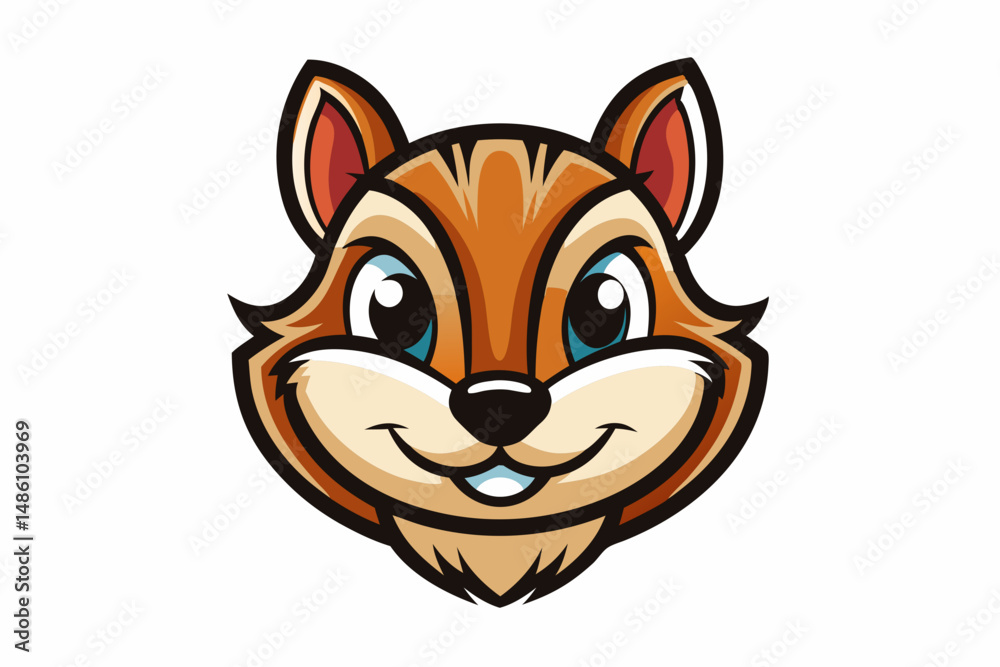 Fototapeta premium chipmunk head logo silhouette line art vector on white background