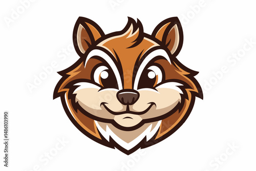 chipmunk head logo silhouette line art vector on white background