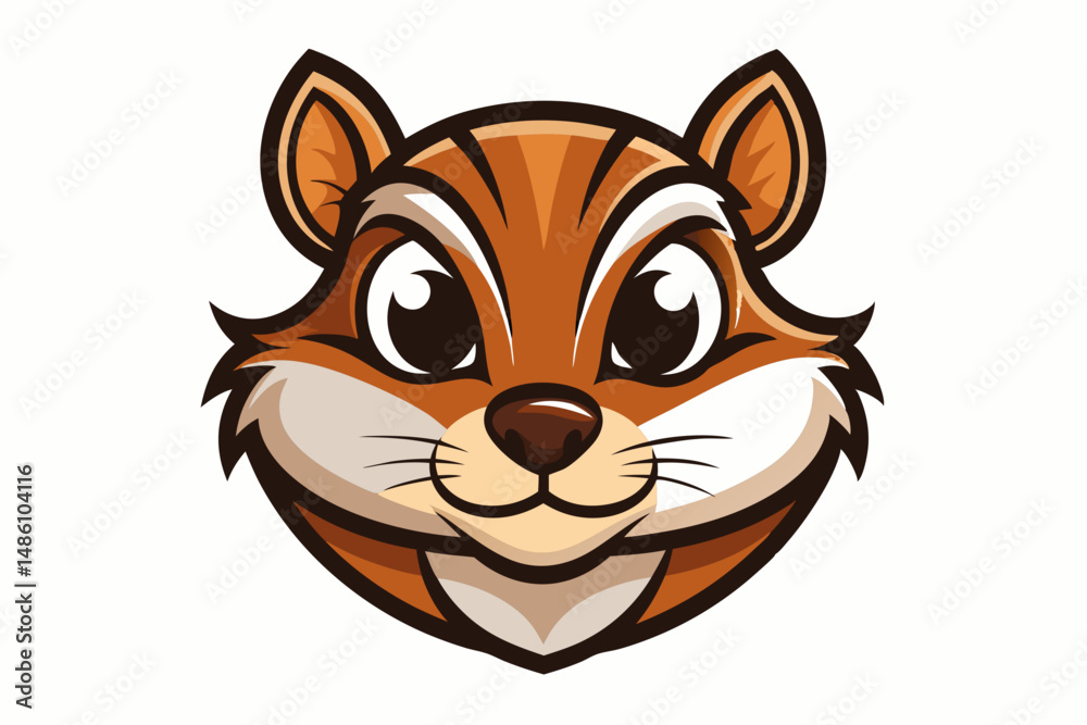 Fototapeta premium chipmunk head logo silhouette line art vector on white background