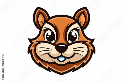 chipmunk head logo silhouette line art vector on white background