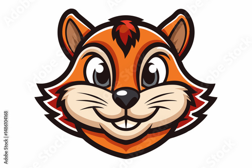 chipmunk head logo silhouette line art vector on white background