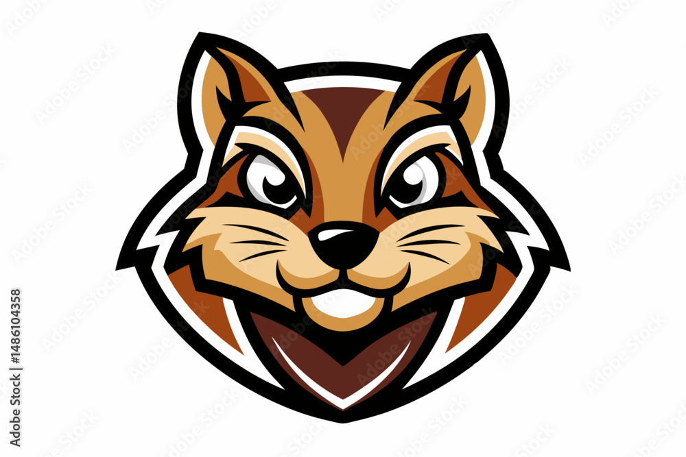 Fototapeta premium chipmunk head logo silhouette line art vector on white background