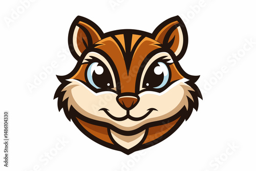 chipmunk head logo silhouette line art vector on white background