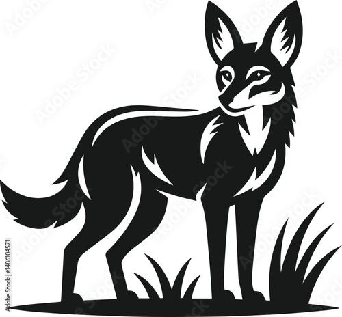 Wild animal silhouette jackal vector