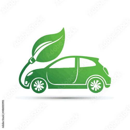 Green electric car with leafy connector