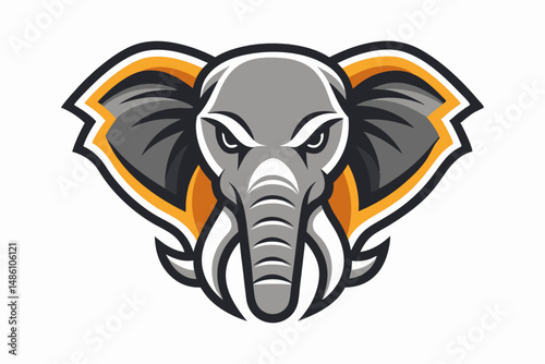 elephant head logo vector on white background