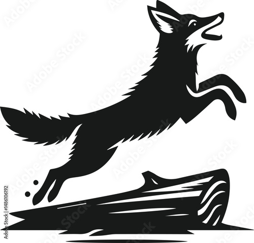 Wild animal silhouette jackal vector