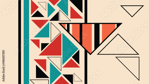 Colorful Geometric Triangle and Square Background