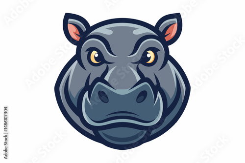 hippopotamus head logo vector on white background photo