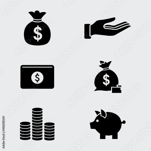 Falling Cash With Man Silhouette Vector