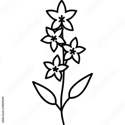 Larkspur with Vertical Cluster line art vector