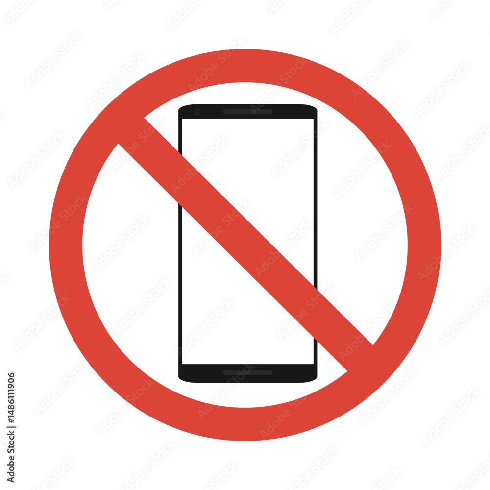 No Cell Phones Sign Illustration Isolated on White Background No Cell Phones Sign Illustration Isolated on White Background