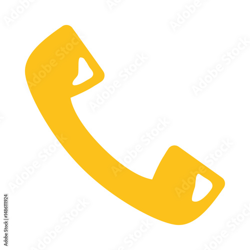 Yellow Telephone Handset Illustration Isolated on White Background