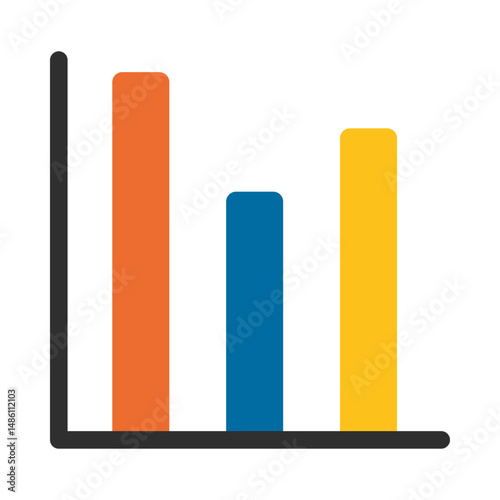 Bar Chart Icon Illustration Isolated on White Background