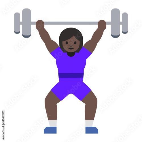 Weightlifting Black Woman illustration, clipart, isolated on white background