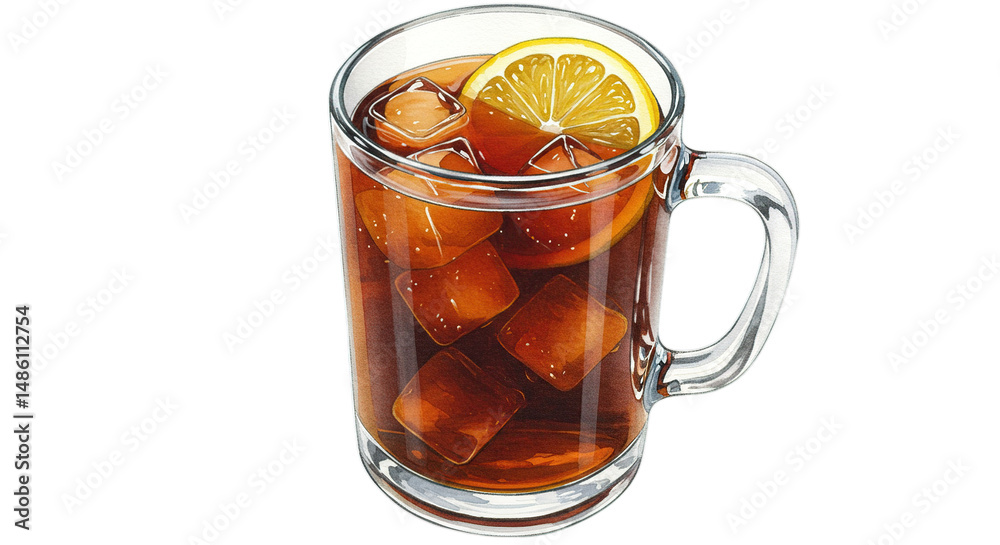 Refreshing Cold Drink with Ice Cubes and Lemon Slice Refreshing Cold Drink with Ice Cubes and Lemon Slice