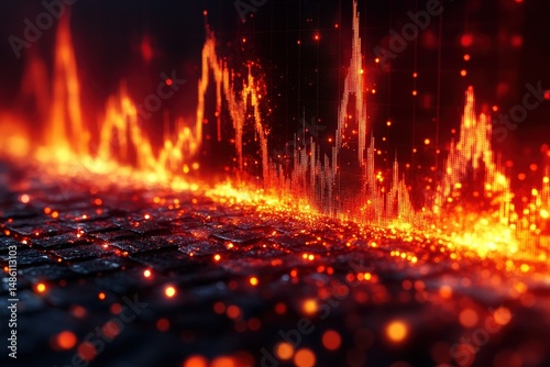 Financial Markets Experience a Sharp Decline With Unclear Future Projections as Red Indicators Dominate the Graph Display