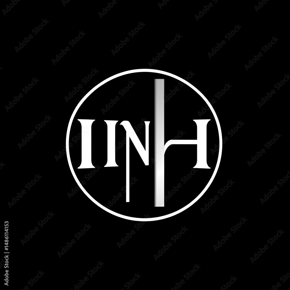 INH three letter circle logo design vector template. monogram symbol on black & white. INH three letter circle logo design vector template. monogram symbol on black & white.