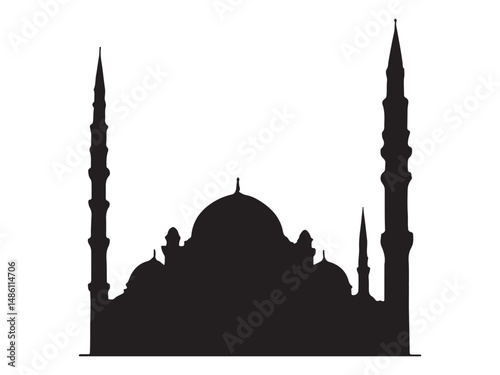 Simple Silhouette of a Mosque, Ideal for Islamic Culture Projects
