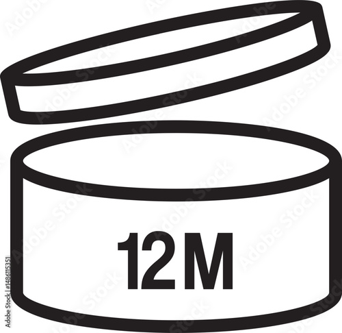 PAO 12M Label Icon. Period After Opening