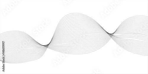 Abstract blue line wave background. Technology abstract lines on white background. Undulate Grey Wave Swirl, frequency sound wave, twisted curve lines with blend effect.