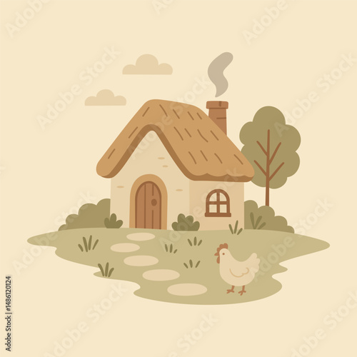 Cottagecore Theme Style Village Rural Home Vector Template