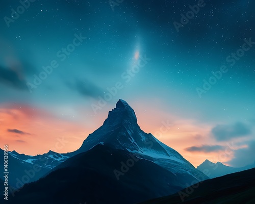Mountain peak at twilight
