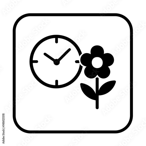 Time and flower icon for slow living