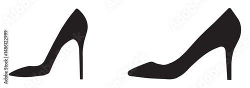 female high heels shoes vector icon. high heel shoe silhouette isolated on white background. Vector logo with high heel shoes capturing elegance and luxury for women's fashion brands. High Heel EPS 10