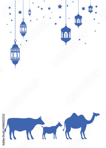 Eid al adha greeting card with blue color