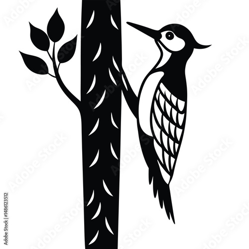 Woodpecker vector silhouette black design white background