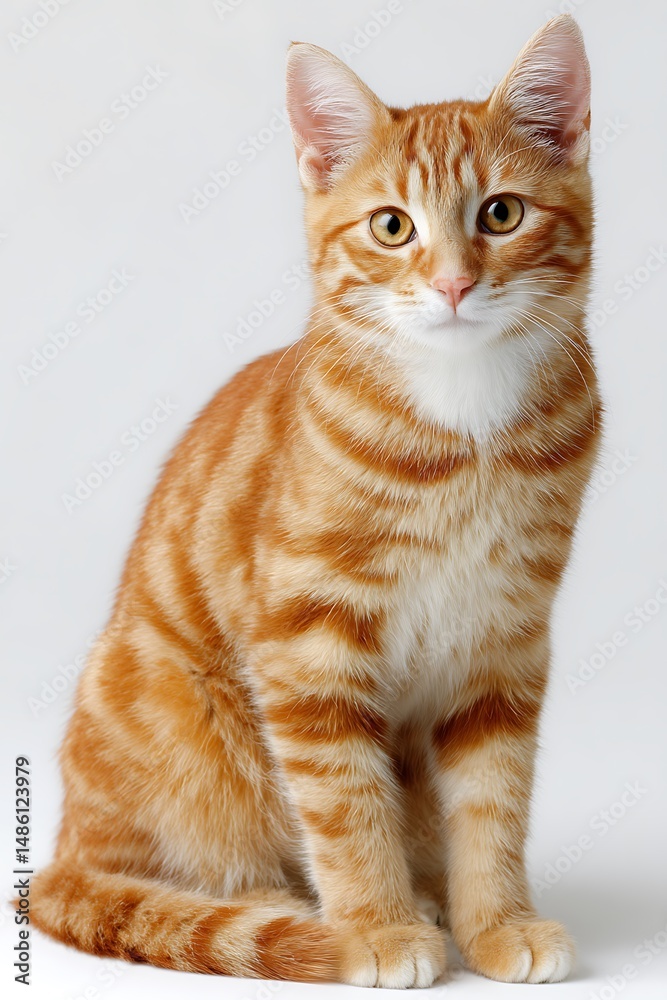 Fototapeta premium Expressive tabby cat illustration with unique patterns and posture 