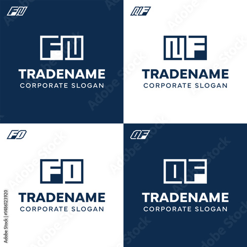 Letters FN NF FO OF Square and Dynamic Logo Set