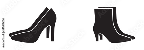 female high heels shoes vector icon. high heel shoe silhouette isolated on white background. Vector logo with high heel shoes capturing elegance and luxury for women's fashion brands. High Heel EPS 10