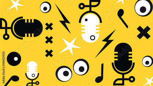 Microphone Audio Symbols Illustration Background