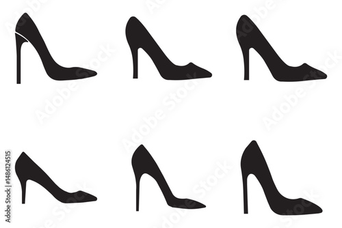 female high heels shoes vector icon. high heel shoe silhouette isolated on white background. Vector logo with high heel shoes capturing elegance and luxury for women's fashion brands. High Heel EPS 10