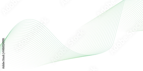 Abstract green wave element for design. Digital frequency track equalizer. Stylized line art background. Vector illustration. Wave with lines created using blend tool."