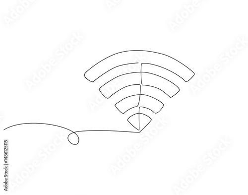 Continuous one line drawing of WIFI signal. One line drawing illustration of wifi signal for internet. World telecommunication day concept single line. Editable outline